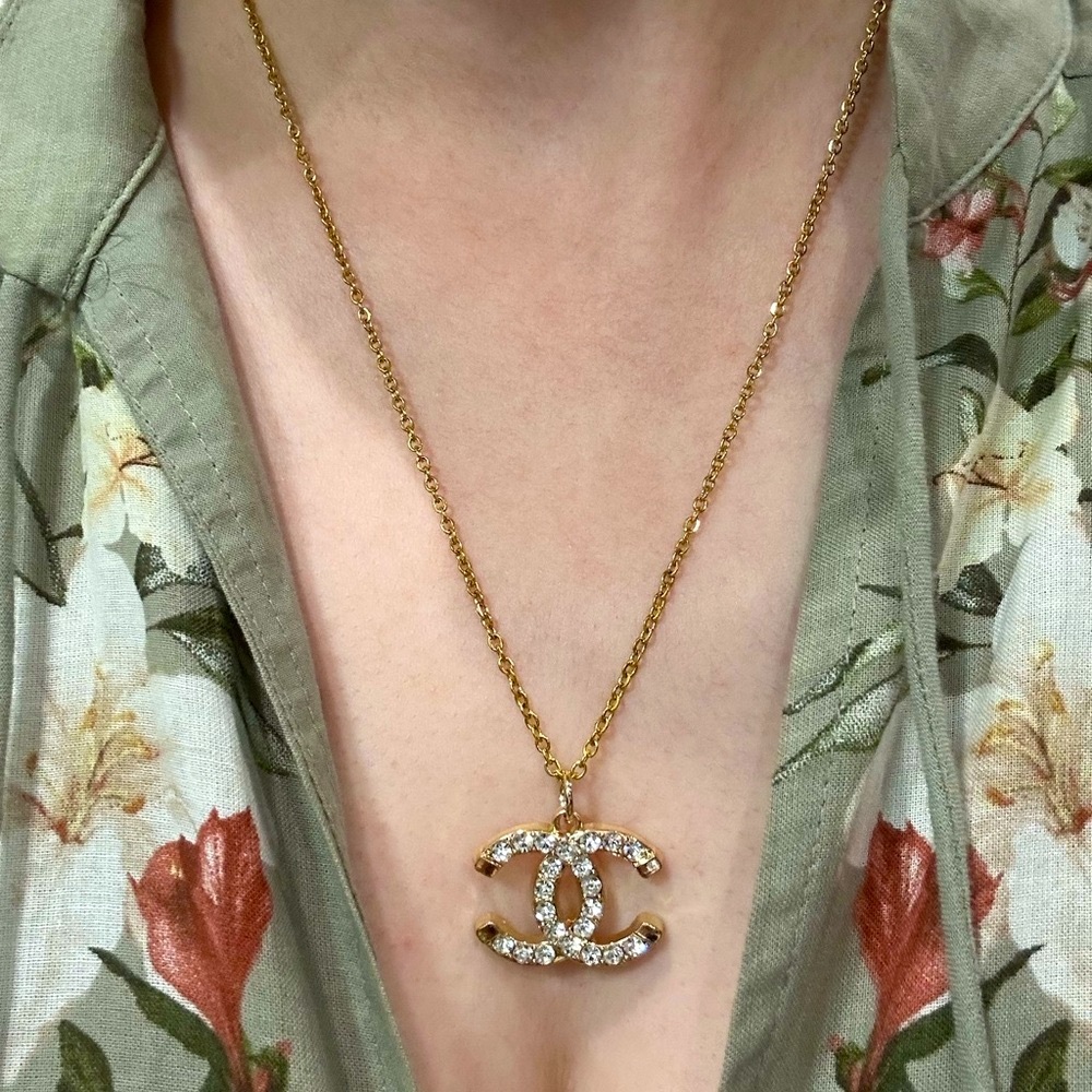 Authentic Chanel Upcycled Charm/zipper pull/ button Necklace